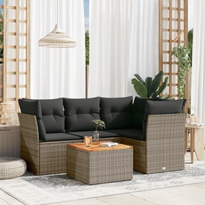 Maison exclusive - salon de jardin 5 pcs avec coussins gris résine tressée