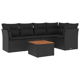 Maison exclusive - salon de jardin 6 pcs avec coussins noir résine tressée