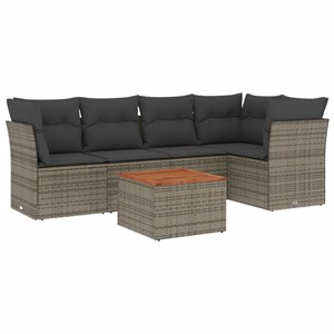 Maison exclusive - salon de jardin 6 pcs avec coussins gris résine tressée