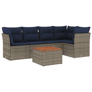 Maison exclusive - salon de jardin 6 pcs avec coussins gris résine tressée