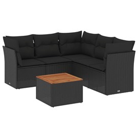 Maison exclusive - salon de jardin 6 pcs avec coussins noir résine tressée