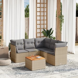 Maison exclusive - salon de jardin avec coussins 6pcs mélange beige résine tress