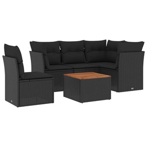 Maison exclusive - salon de jardin 6 pcs avec coussins noir résine tressée