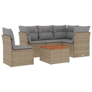 Maison exclusive - salon de jardin avec coussins 6pcs mélange beige résine tress