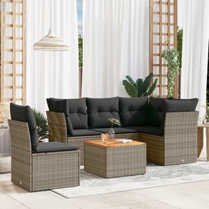 Maison exclusive - salon de jardin 6 pcs avec coussins gris résine tressée