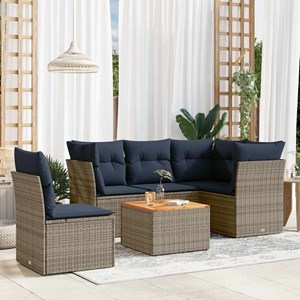 Maison exclusive - salon de jardin 6 pcs avec coussins gris résine tressée
