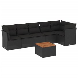 Maison exclusive - salon de jardin 7 pcs avec coussins noir résine tressée