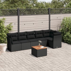 Maison exclusive - salon de jardin 7 pcs avec coussins noir résine tressée