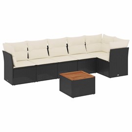 Maison exclusive - salon de jardin 7 pcs avec coussins noir résine tressée