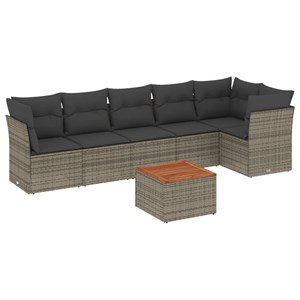 Maison exclusive - salon de jardin avec coussins 7 pcs gris résine tressée