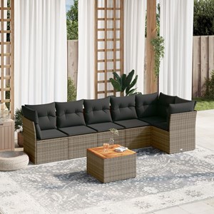Maison exclusive - salon de jardin avec coussins 7 pcs gris résine tressée