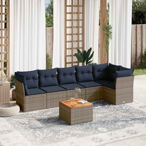 Maison exclusive - salon de jardin 7 pcs avec coussins gris résine tressée