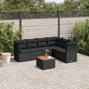 Maison exclusive - salon de jardin 7 pcs avec coussins noir résine tressée