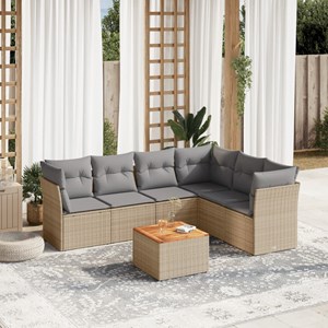 Maison exclusive - salon de jardin avec coussins 7pcs mélange beige résine tress