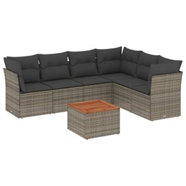 Maison exclusive - salon de jardin avec coussins 7 pcs gris résine tressée