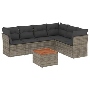 Maison exclusive - salon de jardin avec coussins 7 pcs gris résine tressée