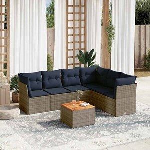 Maison exclusive - salon de jardin 7 pcs avec coussins gris résine tressée