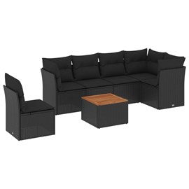Maison exclusive - salon de jardin 7 pcs avec coussins noir résine tressée