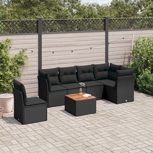 Maison exclusive - salon de jardin 7 pcs avec coussins noir résine tressée