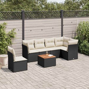 Maison exclusive - salon de jardin 7 pcs avec coussins noir résine tressée