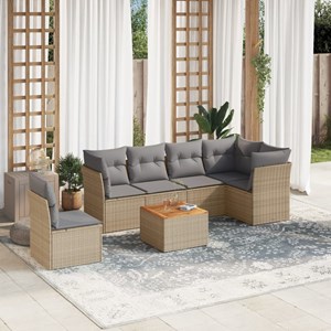 Maison exclusive - salon de jardin avec coussins 7pcs mélange beige résine tress