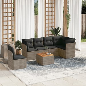 Maison exclusive - salon de jardin avec coussins 7 pcs gris résine tressée
