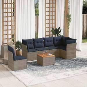 Maison exclusive - salon de jardin 7 pcs avec coussins gris résine tressée
