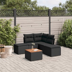 Maison exclusive - salon de jardin 6 pcs avec coussins noir résine tressée