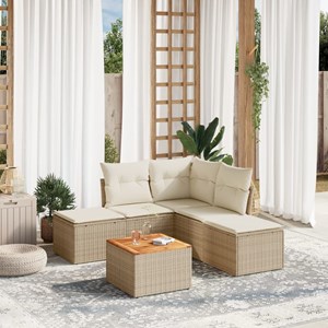 Maison exclusive - salon de jardin avec coussins 6 pcs beige résine tressée