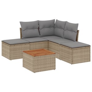 Maison exclusive - salon de jardin avec coussins 6pcs mélange beige résine tress