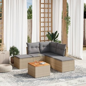 Maison exclusive - salon de jardin avec coussins 6pcs mélange beige résine tress