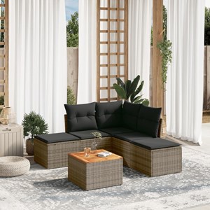 Maison exclusive - salon de jardin 6 pcs avec coussins gris résine tressée