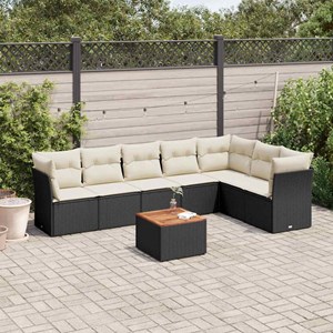 Maison exclusive - salon de jardin 8 pcs avec coussins noir résine tressée