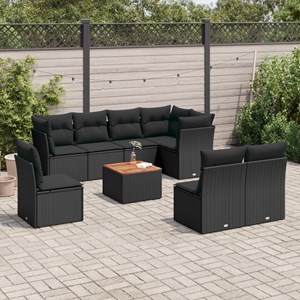 Maison exclusive - salon de jardin 9 pcs avec coussins noir résine tressée