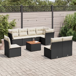 Maison exclusive - salon de jardin 9 pcs avec coussins noir résine tressée
