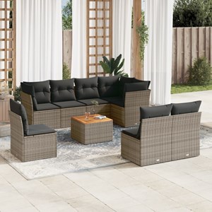 Maison exclusive - salon de jardin 9 pcs avec coussins gris résine tressée