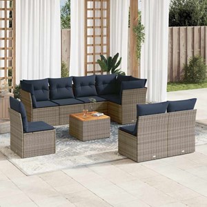 Maison exclusive - salon de jardin 9 pcs avec coussins gris résine tressée