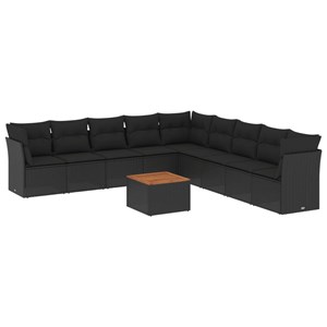 Maison exclusive - salon de jardin 10 pcs avec coussins noir résine tressée
