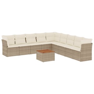 Maison exclusive - salon de jardin avec coussins 10 pcs beige résine tressée