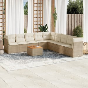 Maison exclusive - salon de jardin avec coussins 10 pcs beige résine tressée