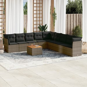 Maison exclusive - salon de jardin avec coussins 10 pcs gris résine tressée
