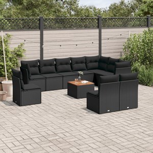 Maison exclusive - salon de jardin 11 pcs avec coussins noir résine tressée