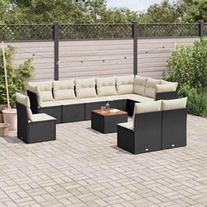 Maison exclusive - salon de jardin 11 pcs avec coussins noir résine tressée