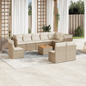 Maison exclusive - salon de jardin 11 pcs avec coussins beige résine tressée