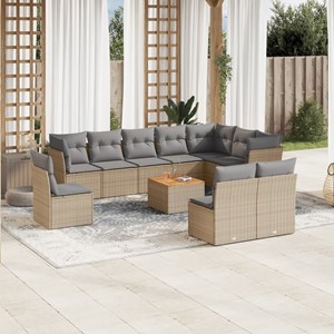 Maison exclusive - salon de jardin et coussins 11 pcs mélange beige résine tress