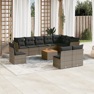 Maison exclusive - salon de jardin 11 pcs avec coussins gris résine tressée
