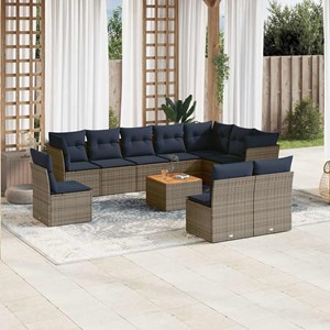 Maison exclusive - salon de jardin 11 pcs avec coussins gris résine tressée