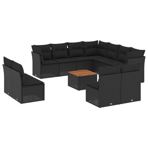 Maison exclusive - salon de jardin 12 pcs avec coussins noir résine tressée