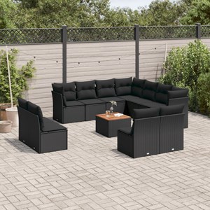 Maison exclusive - salon de jardin 12 pcs avec coussins noir résine tressée