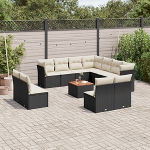 Maison exclusive - salon de jardin 12 pcs avec coussins noir résine tressée